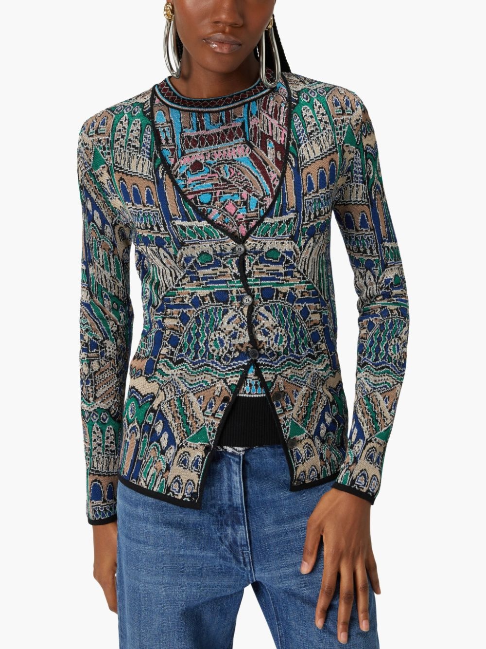 Multicolor pattern cardigan - 4