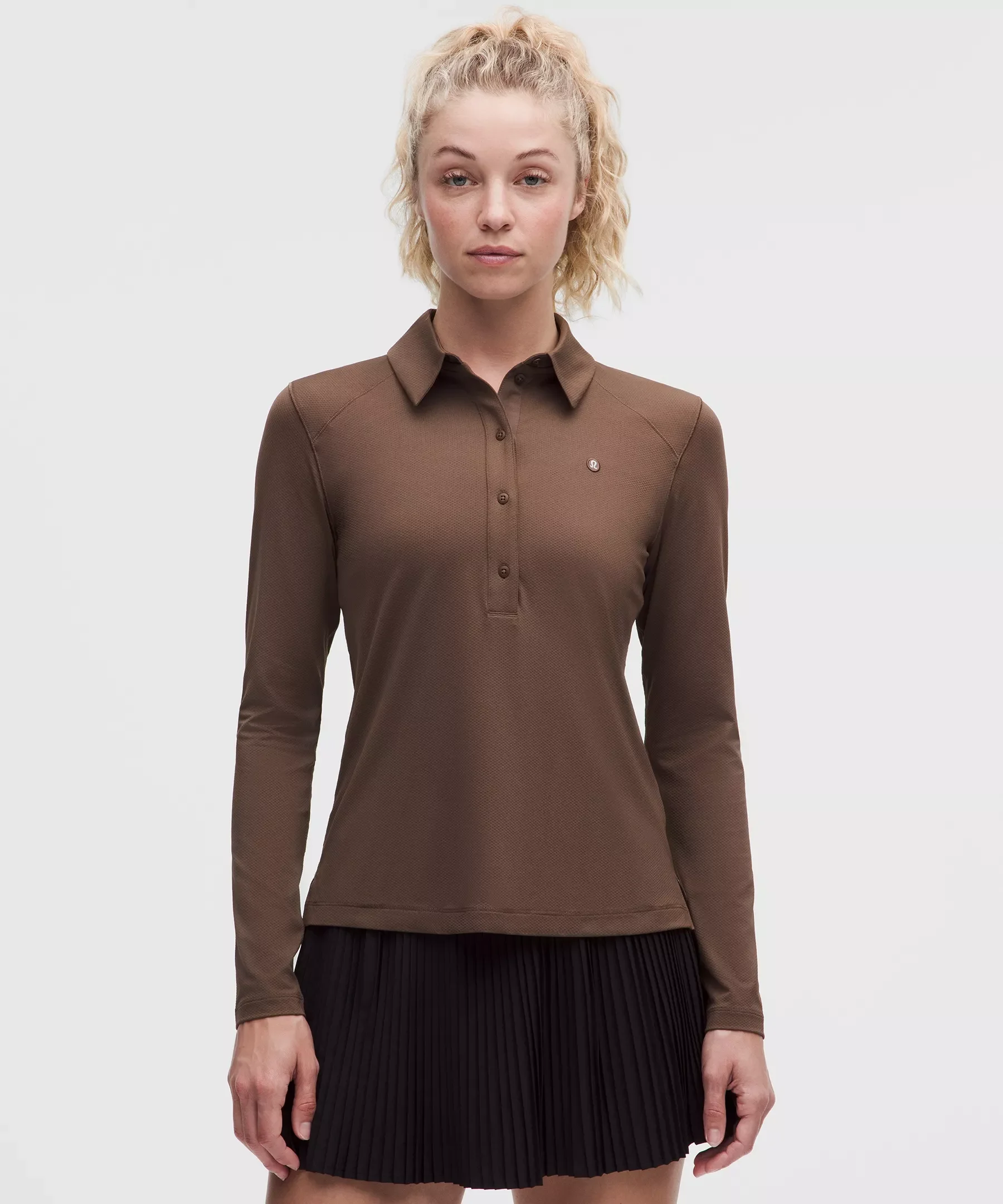 Quick-Dry Long-Sleeve Polo Shirt *Straight Hem - 1