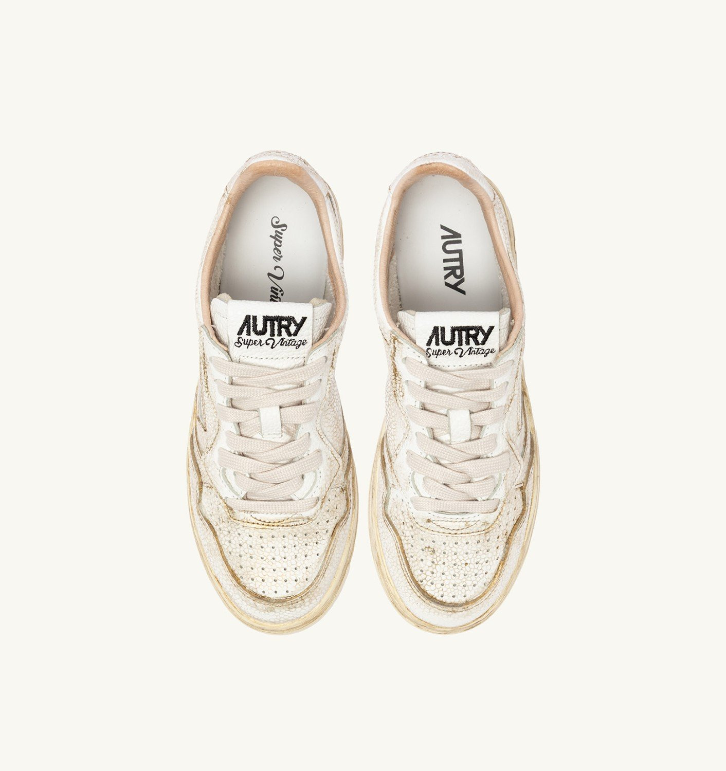 MEDALIST LOW SNEAKERS SUPER VINTAGE IN WHITE AND PLATINUM HAMMERED LEATHER - 5