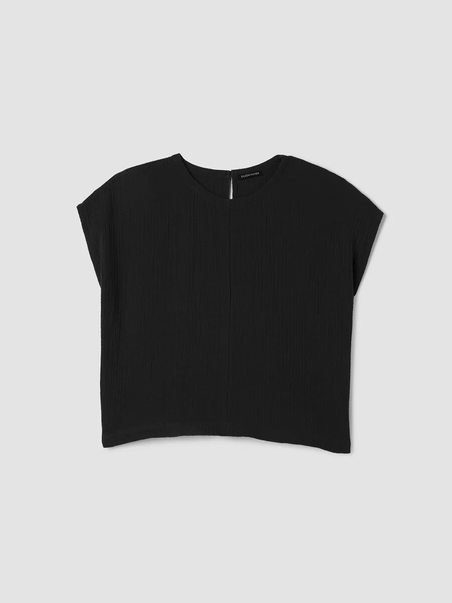 Organic Cotton Lofty Gauze Round Neck Box-Top - 1