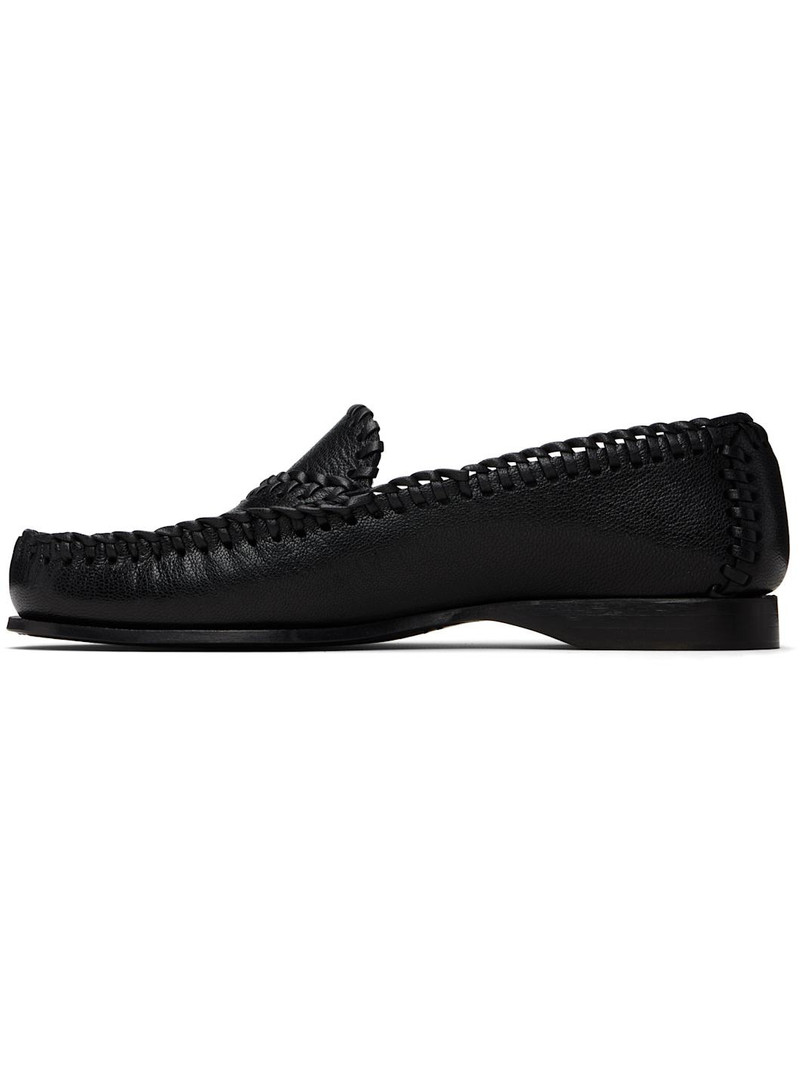 HEREU Black Sastre Supple Shiny Loafers outlook