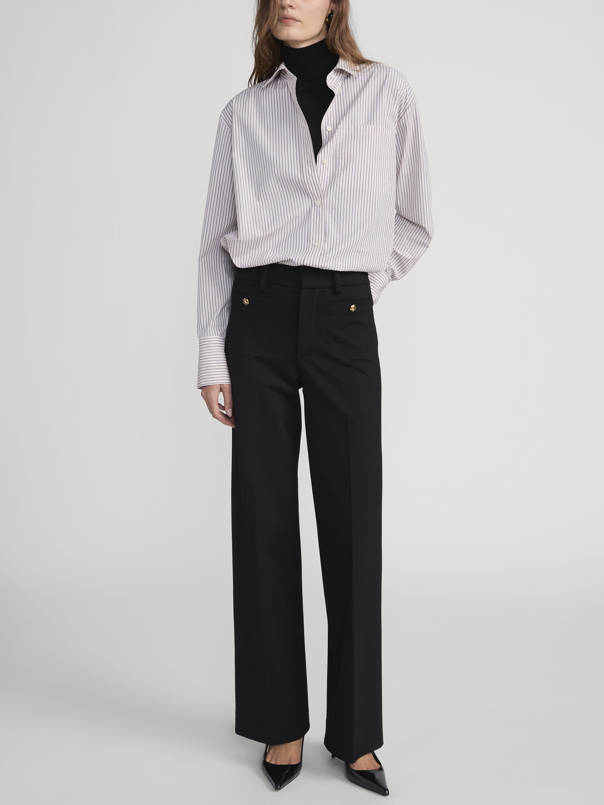 The Slim Palazzo Trouser in Black - 2