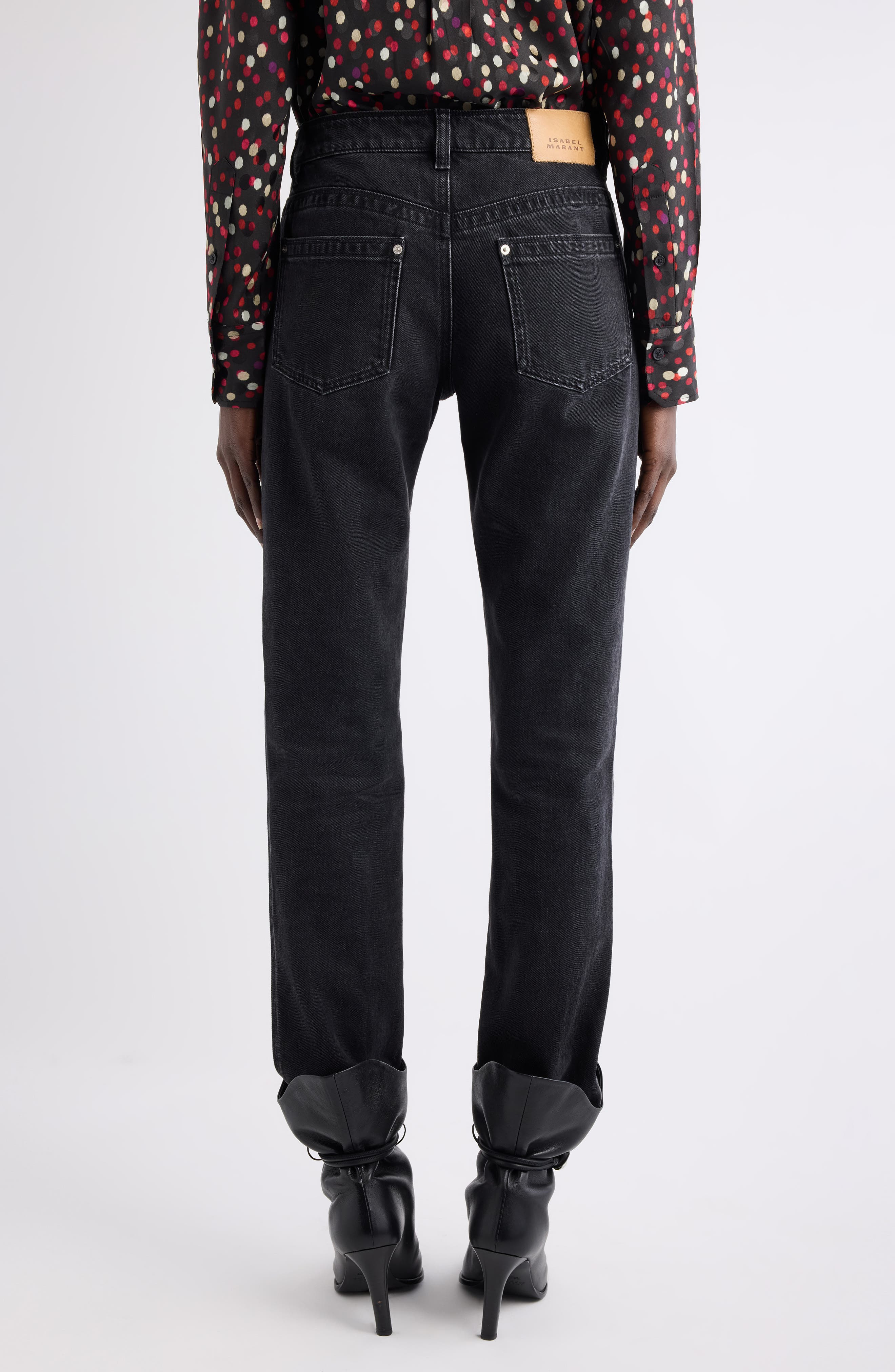 Isabel Marant Silviana Pintuck Slim Fit Jeans in Black at Nordstrom - 3