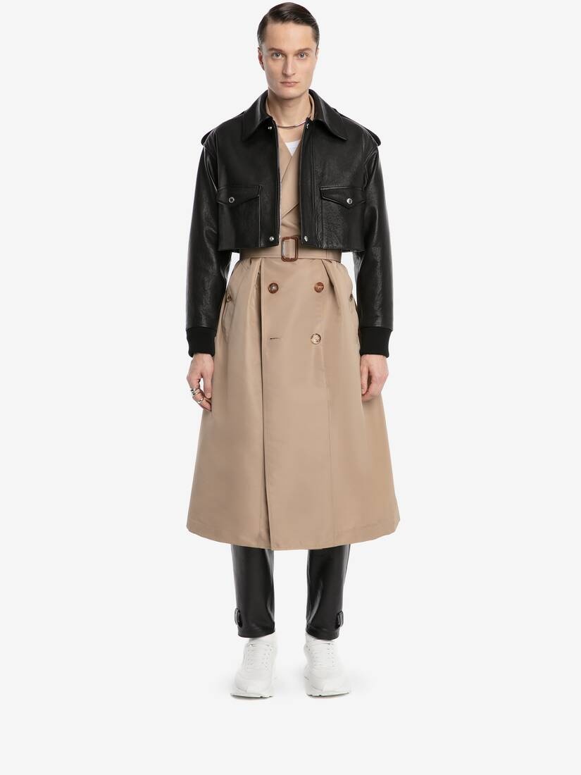 Cropped Aviator Jacket in Black - 2
