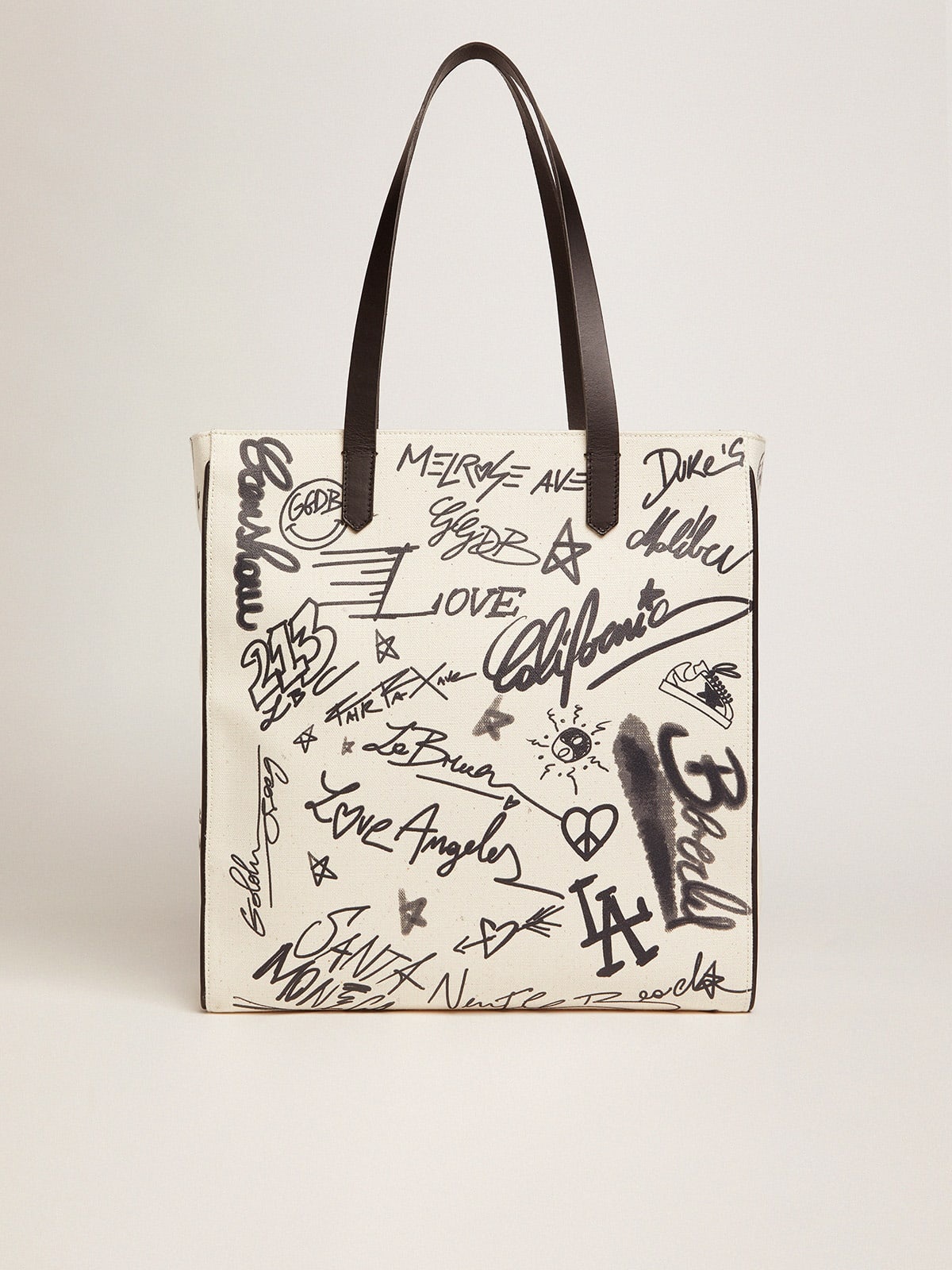 White North-South California Bag with contrasting black graffiti print - 1