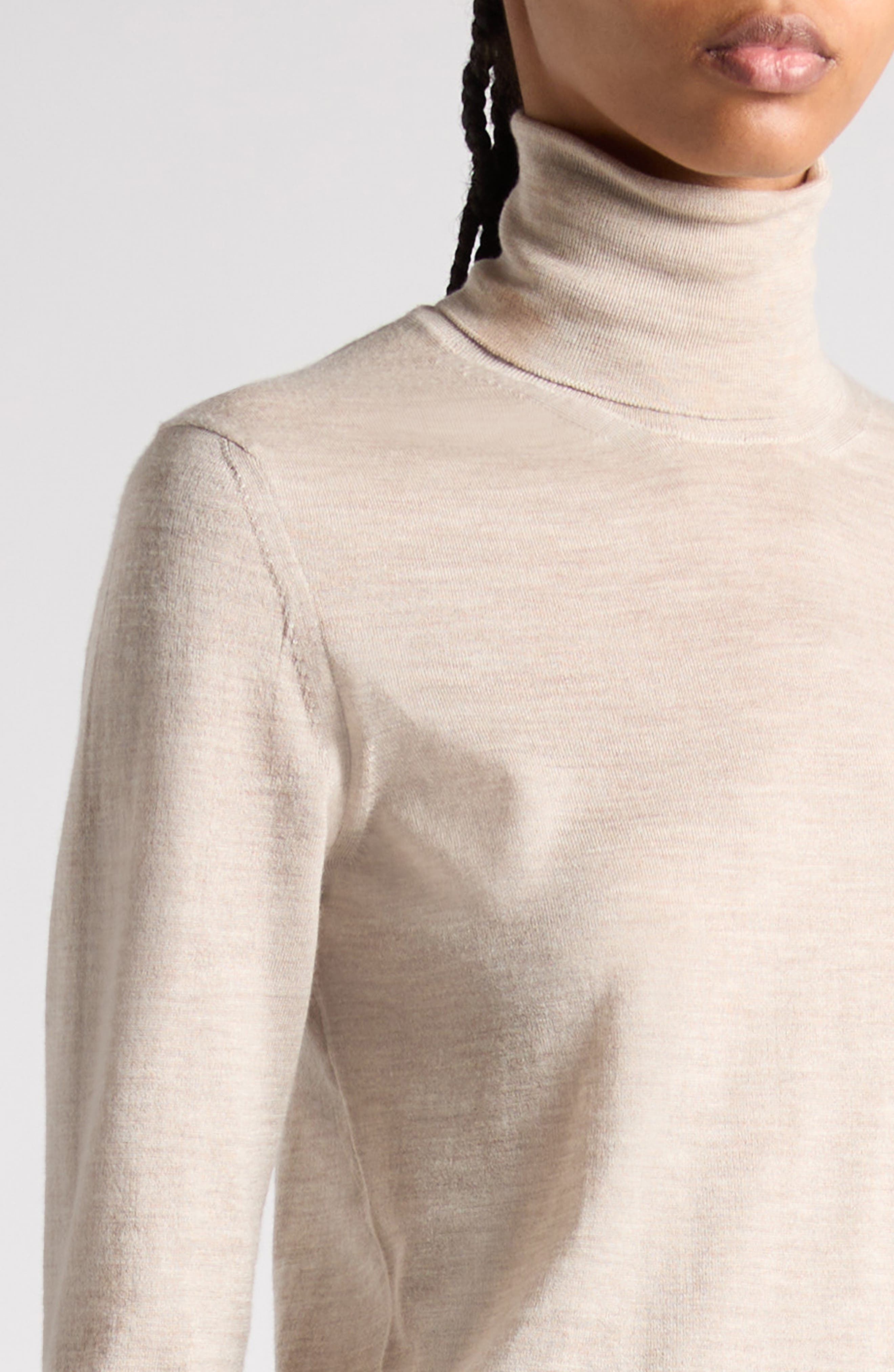 TOM FORD Fine Gauge Cashmere & Silk Turtleneck Sweater in Jb340 Light Taupe at Nordstrom - 5