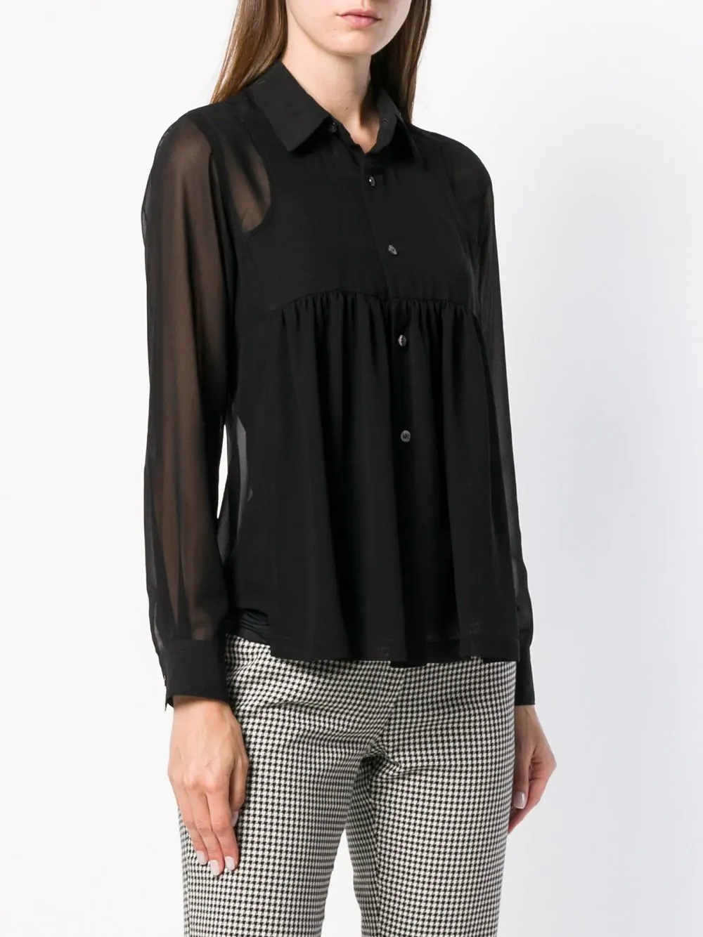 sheer long sleeve blouse - 3