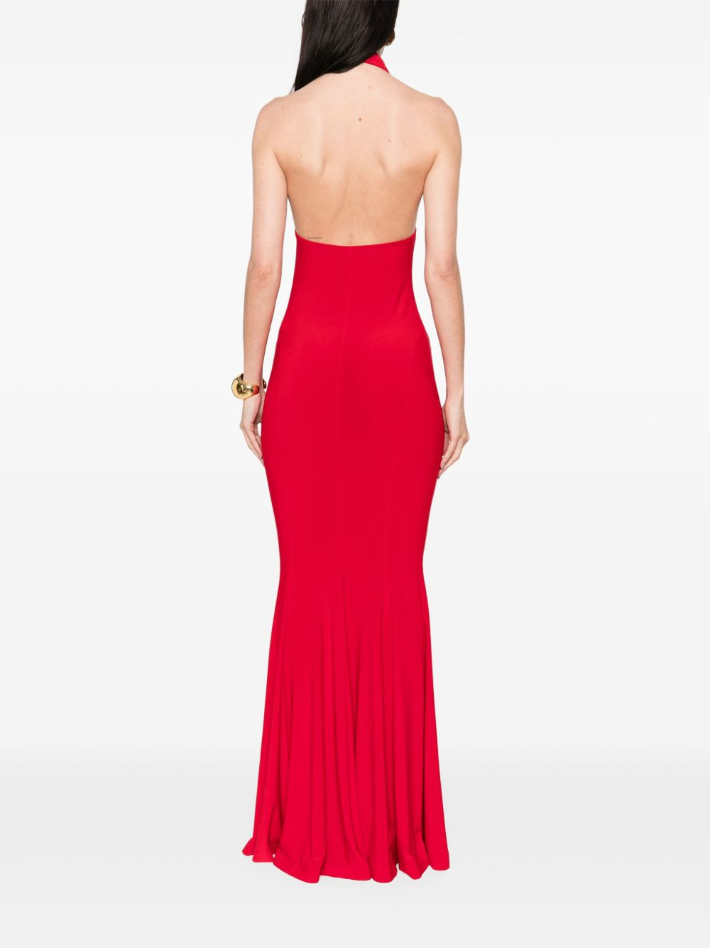 cross halterneck gown - 4