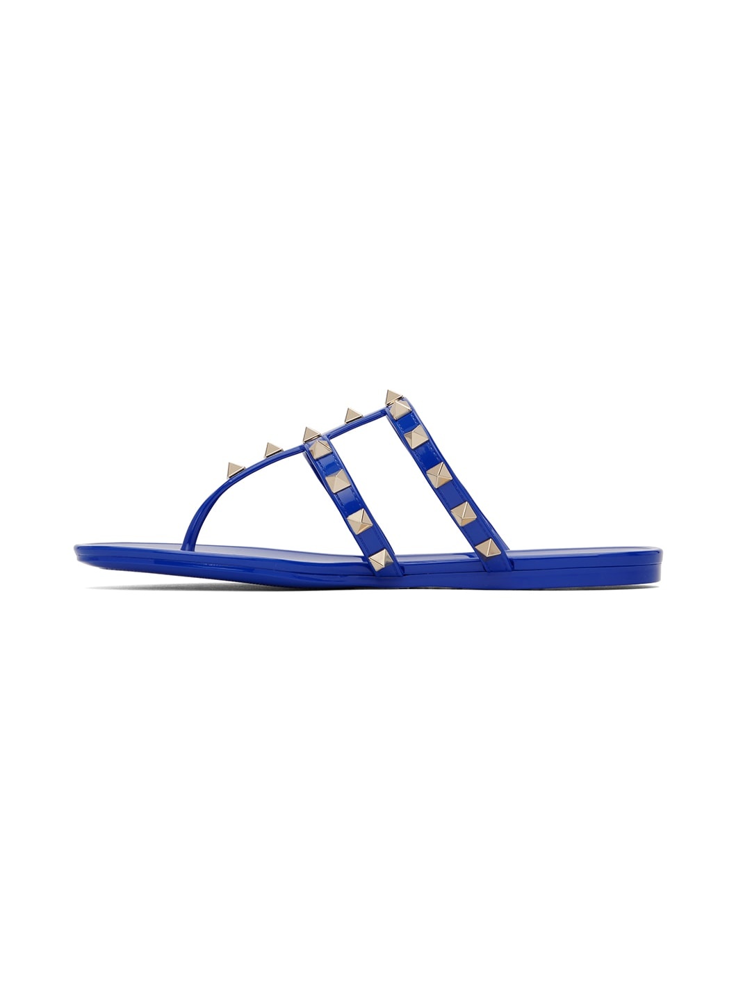 Blue Rockstud Rubber Flat Sandals - 3