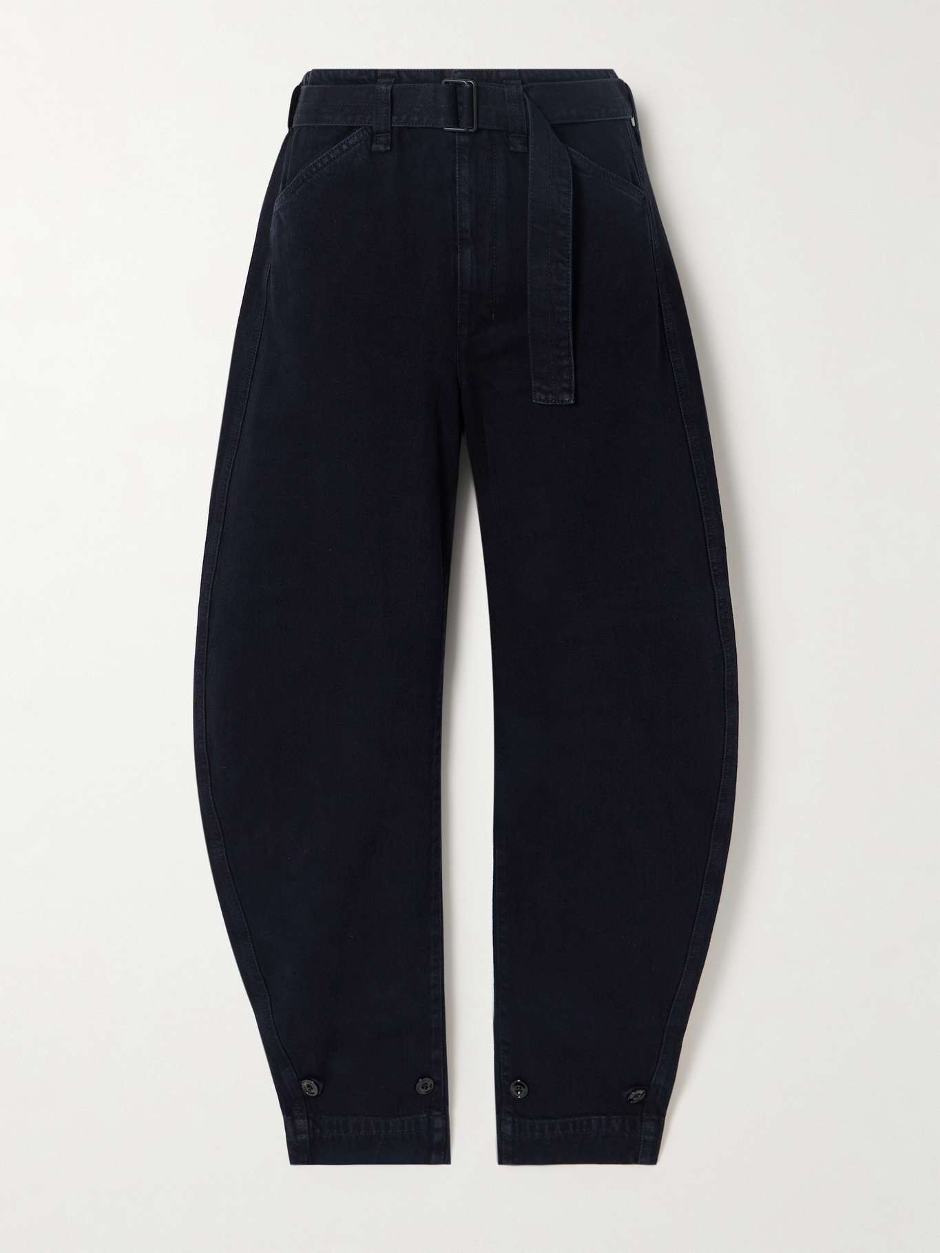 Belted cotton-twill tapered pants - 1