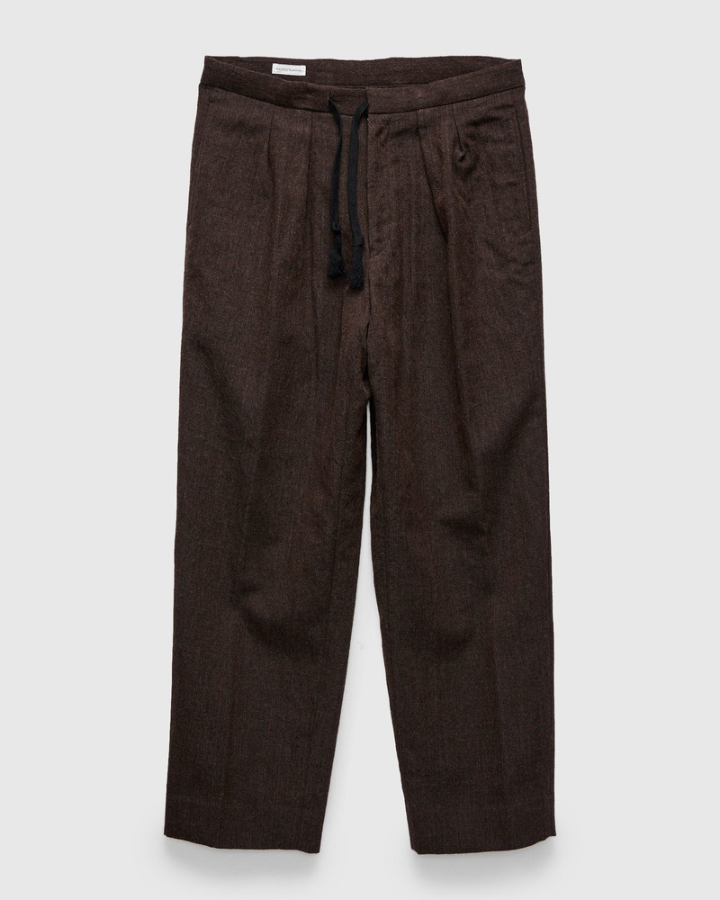 Wool Herringbone Easy Trousers in Top Brown 1