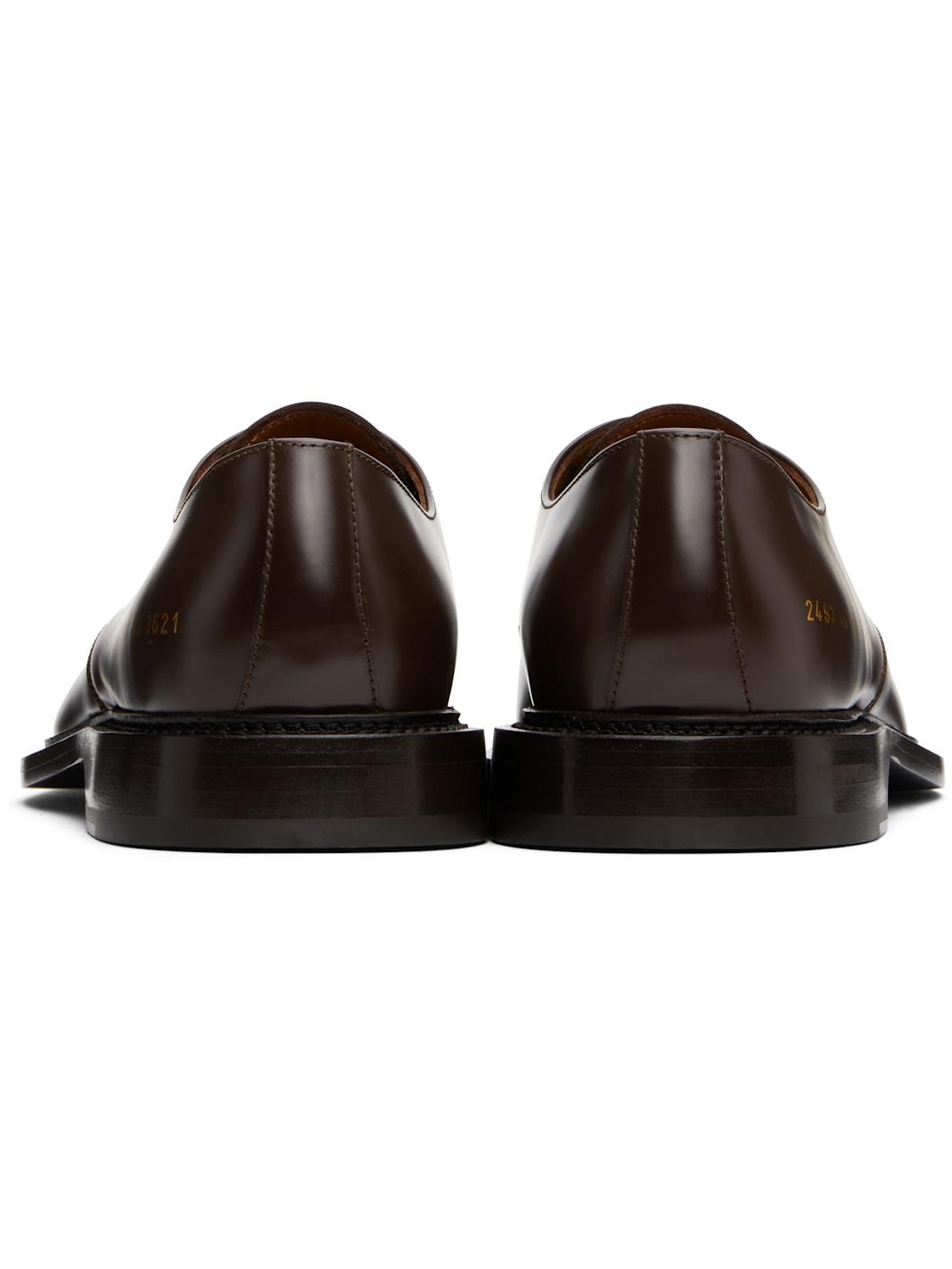 Brown Polished Leather Derbys - 2