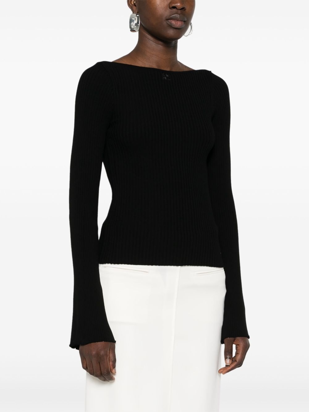 boat-neck ribbed-knit top - 3
