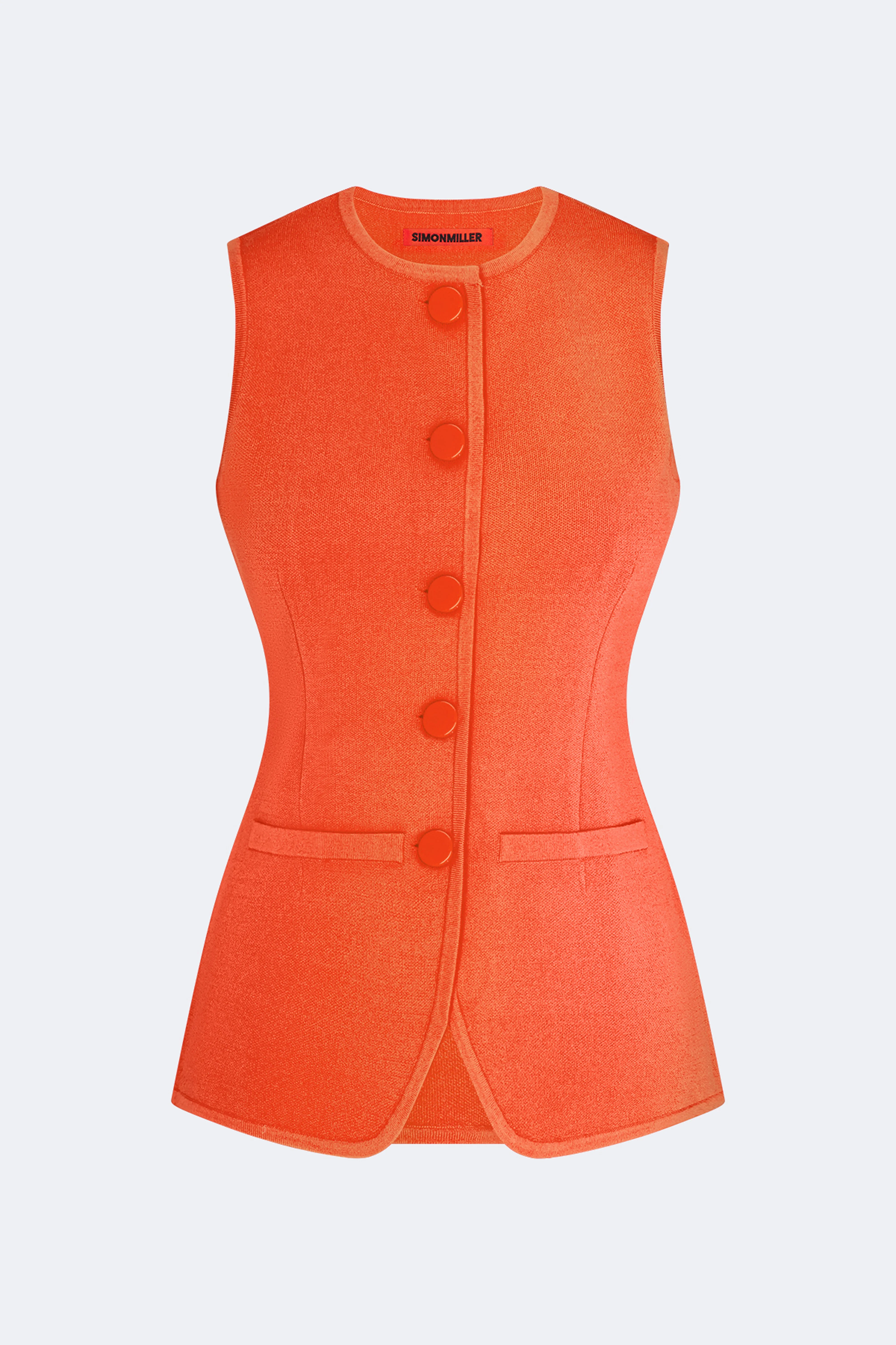 Del Mar Knit Vest In Coral Red - 1