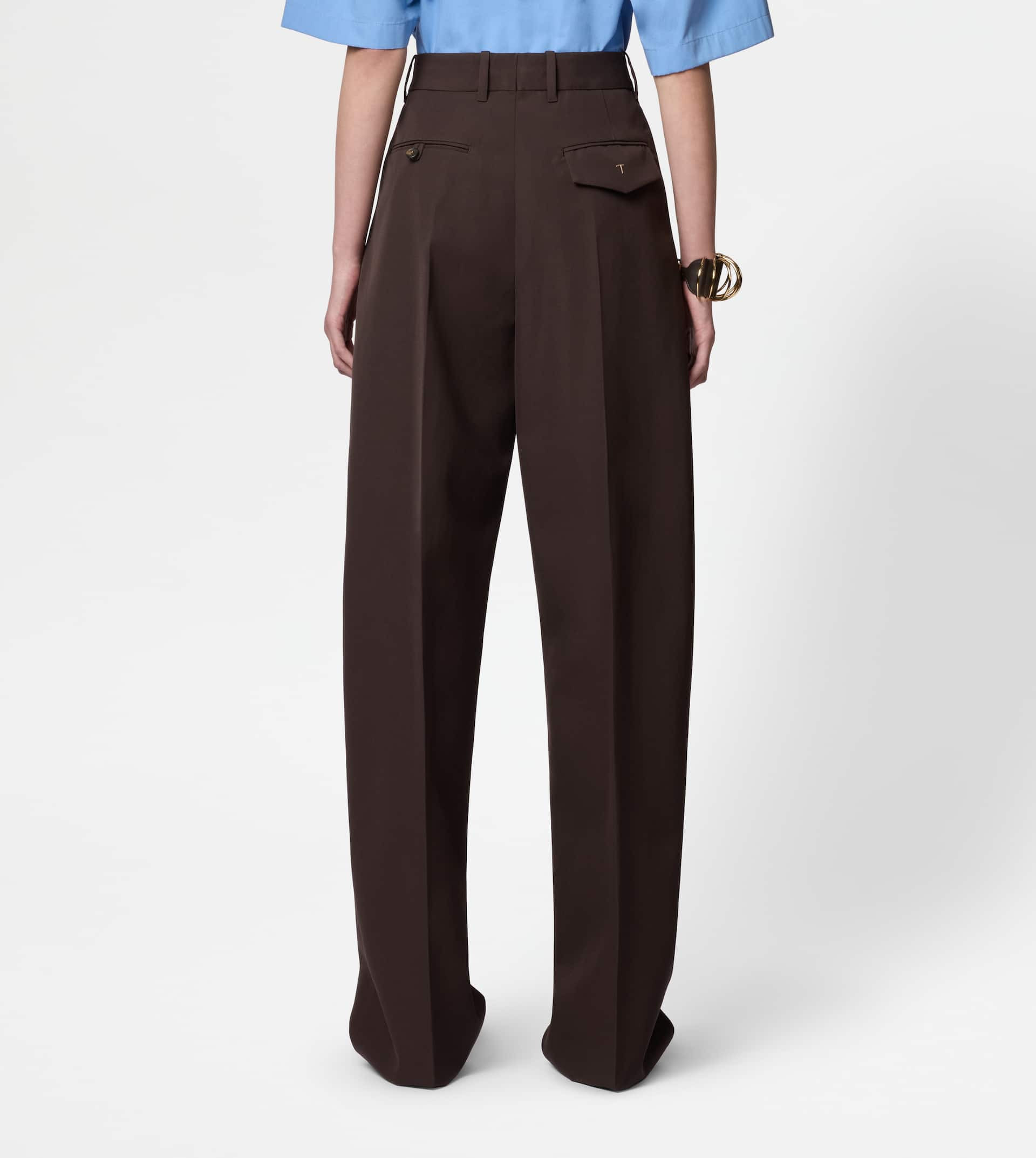 PANTS IN WOOL BLEND GABARDINE - BROWN - 4