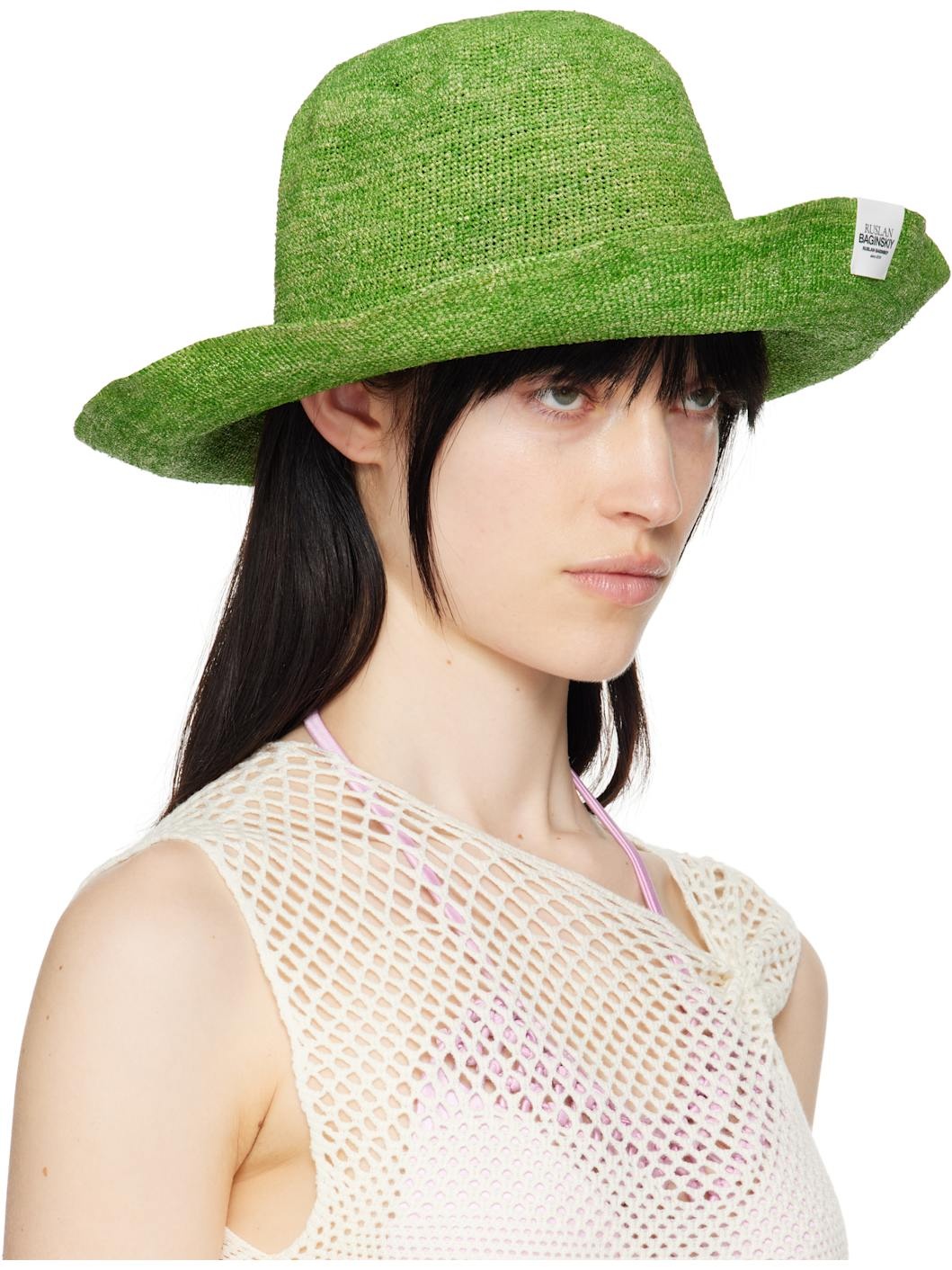 Green Straw Bucket Hat - 2