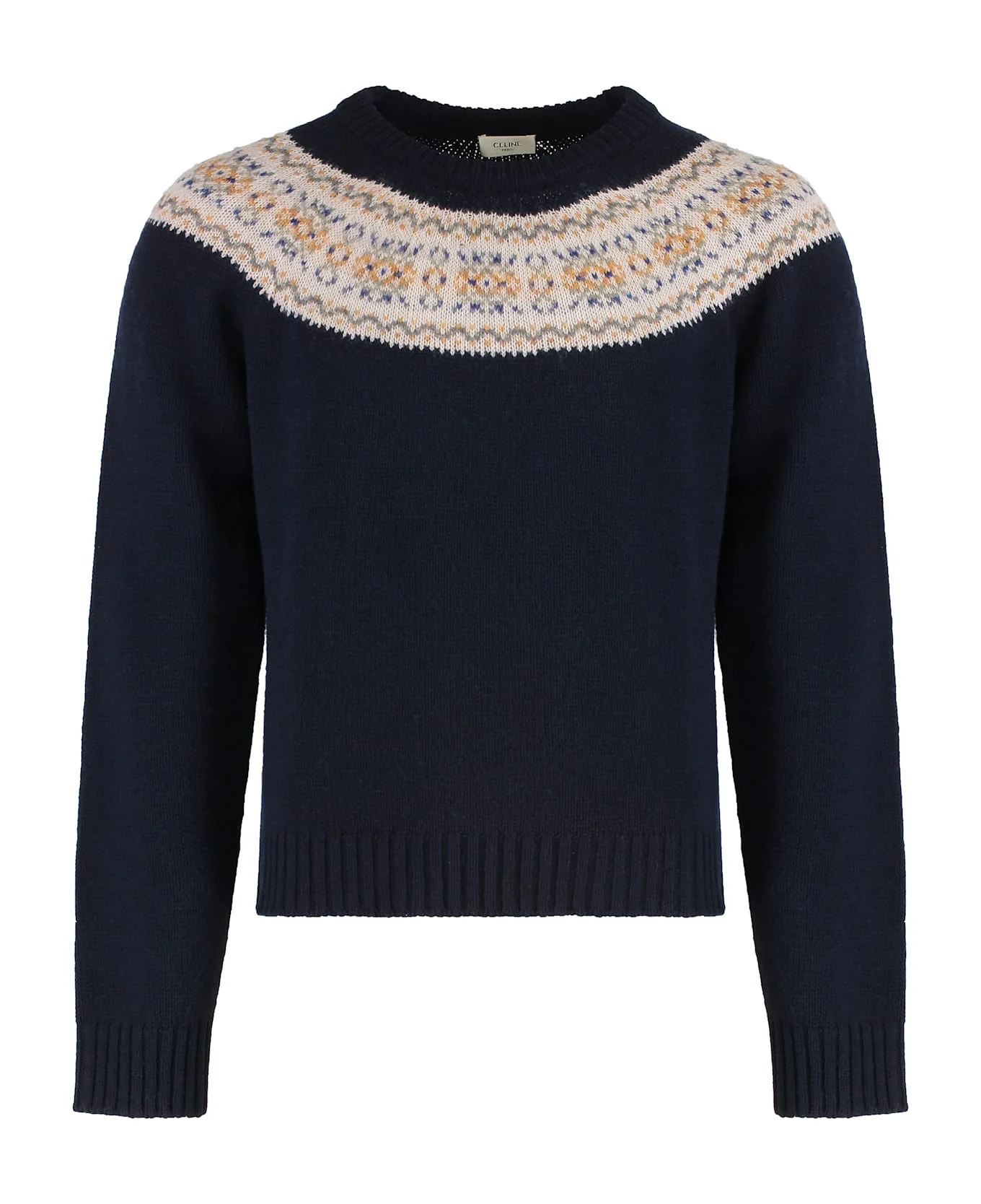 Crew Neck Sweater In Fair Isle Wool Triomphe - 1
