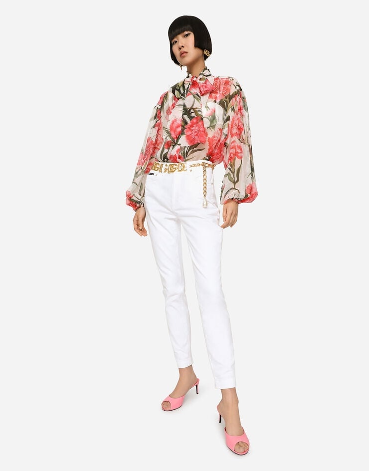 Carnation-print chiffon shirt - 5