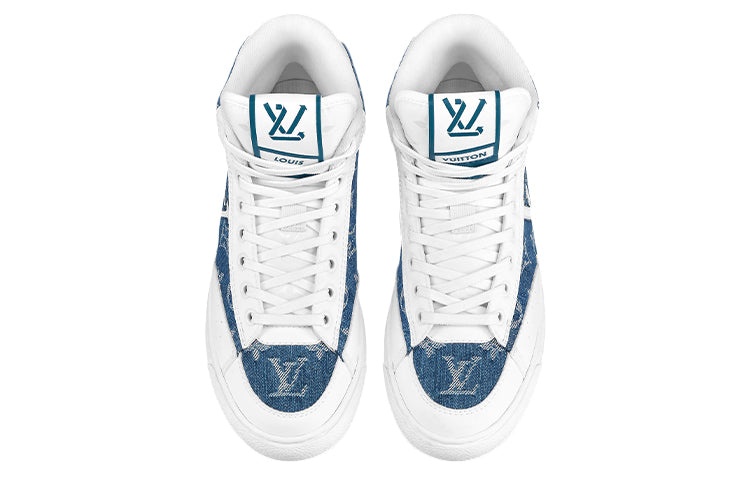 (WMNS) LOUIS VUITTON Charlie Ankle Sneakers 'White Denim Monogram' 1A9S5G - 4