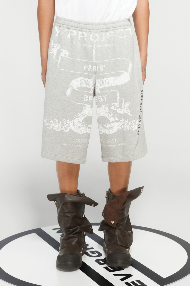 EVERGREEN PARIS' BEST PRINT PINCHED SWEAT SHORTS 3