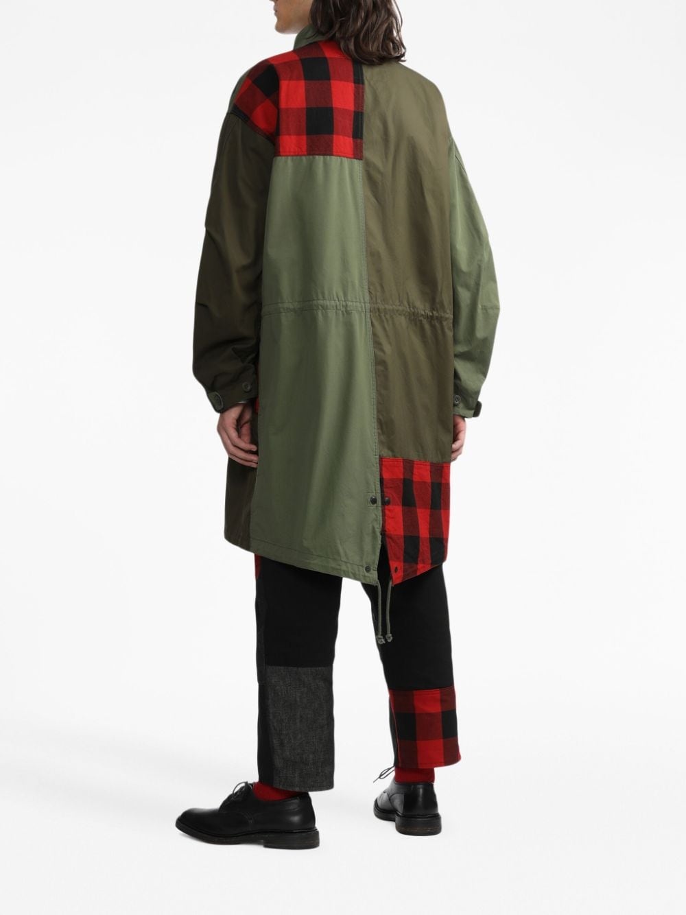 panelled mid-length parka coat - 4