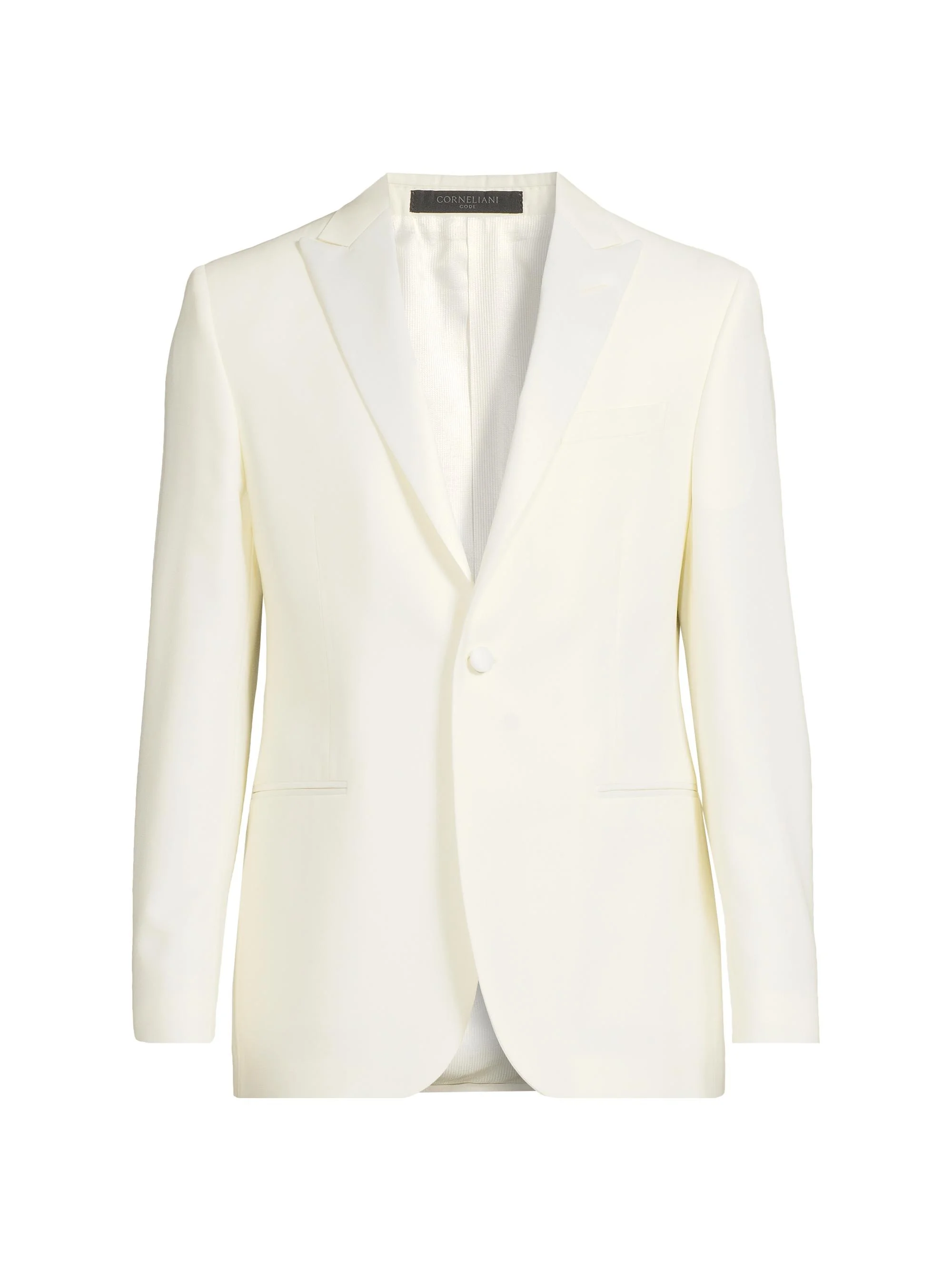 Men's Peak Lapel Wool Dinner Jacket - Off White - 1