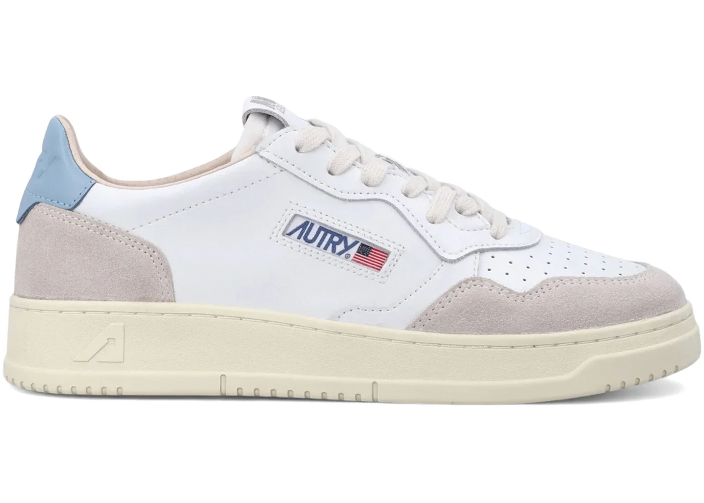 Autry Medalist Leather Low White Forget Me Not - 1