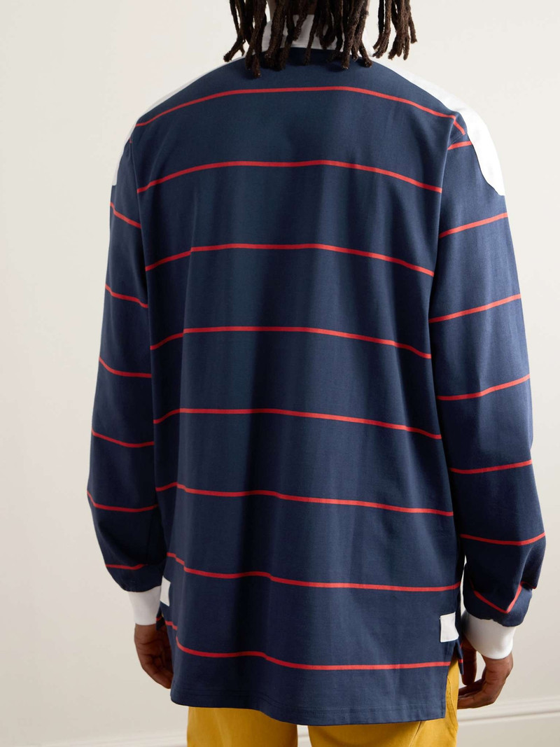 Logo-Embroidered Twill-Trimmed Striped Organic Cotton-Jersey Polo Shirt 3