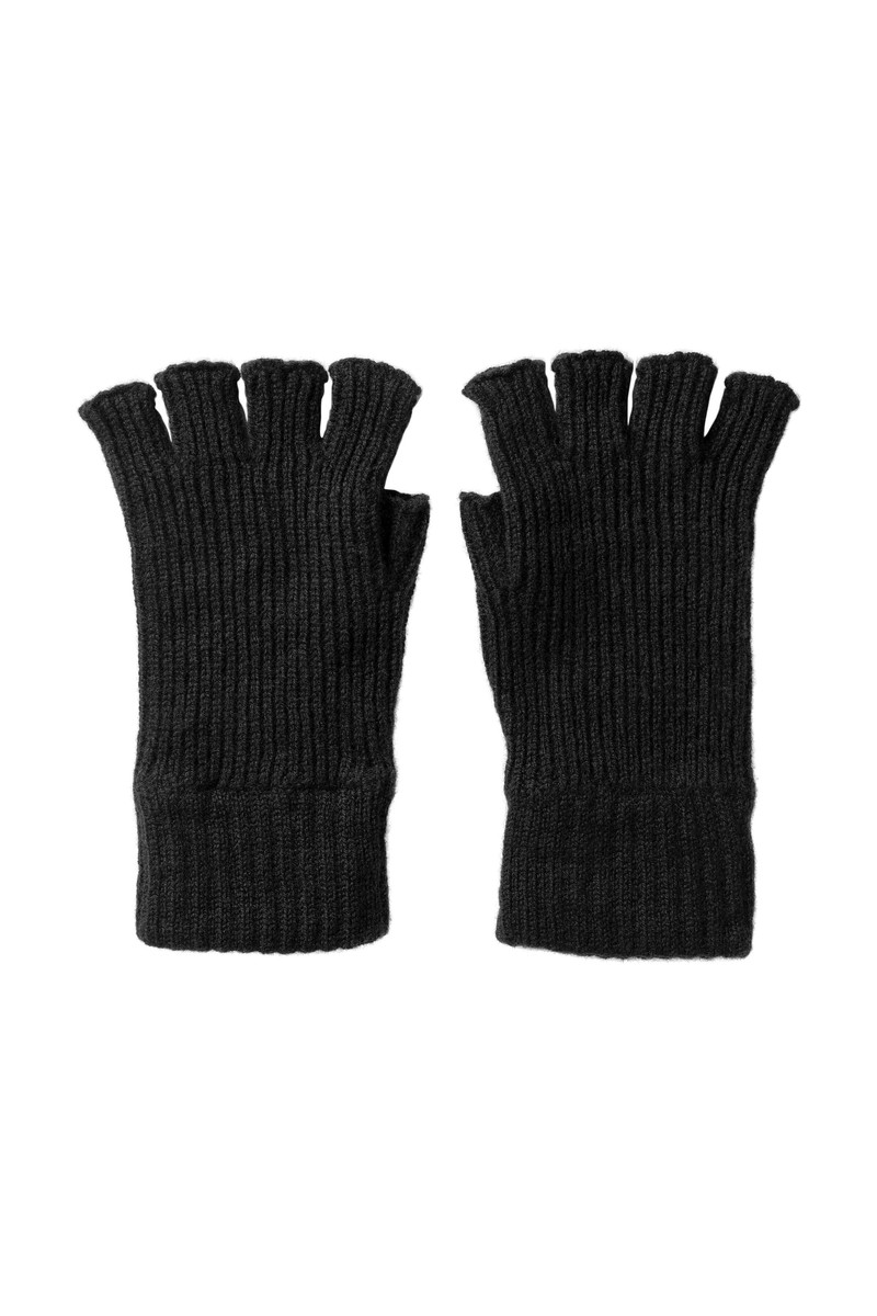 Ribbed Cashmere Navy Fingerless Gloves 1