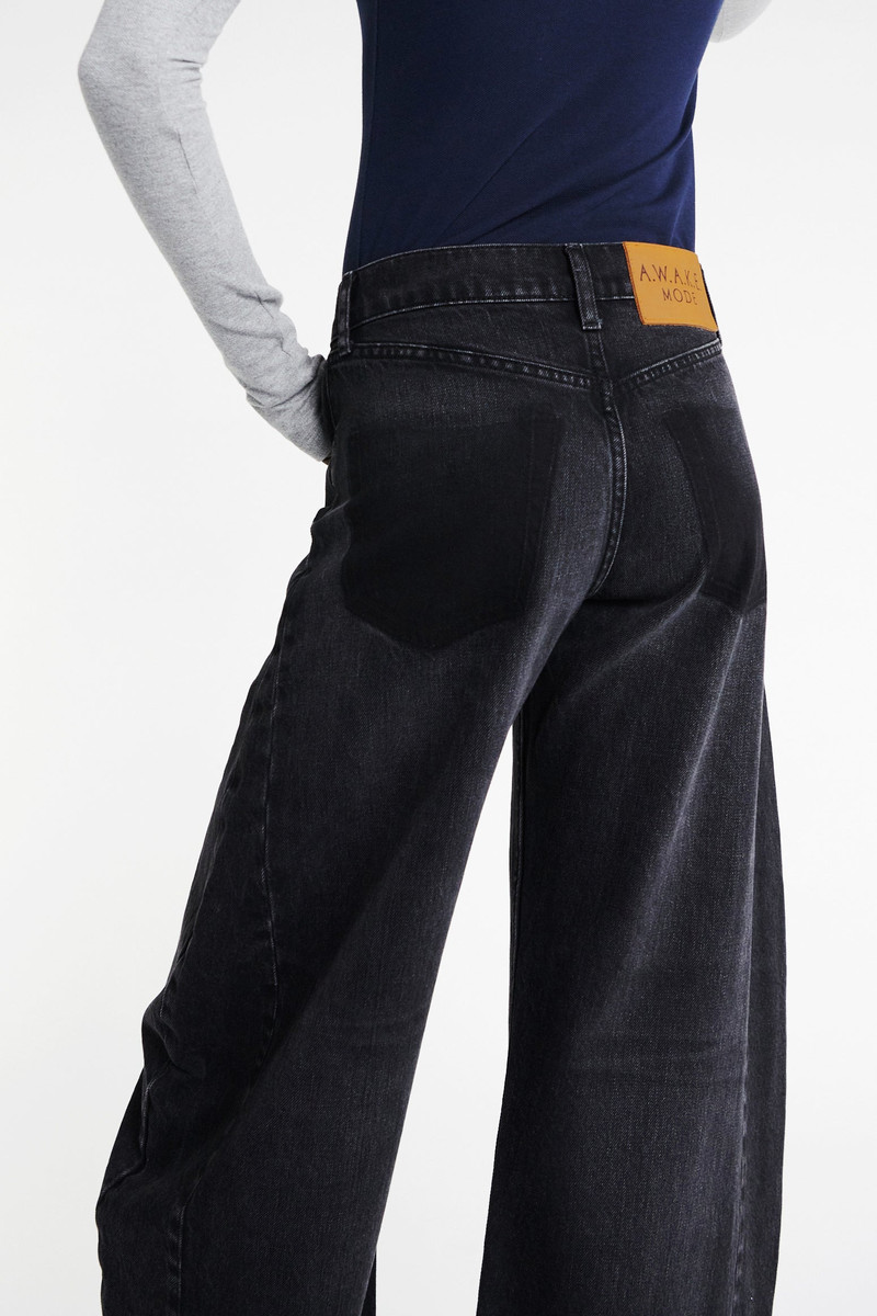DENIM JEANS WITH INSERTS WASHED BLACK 5
