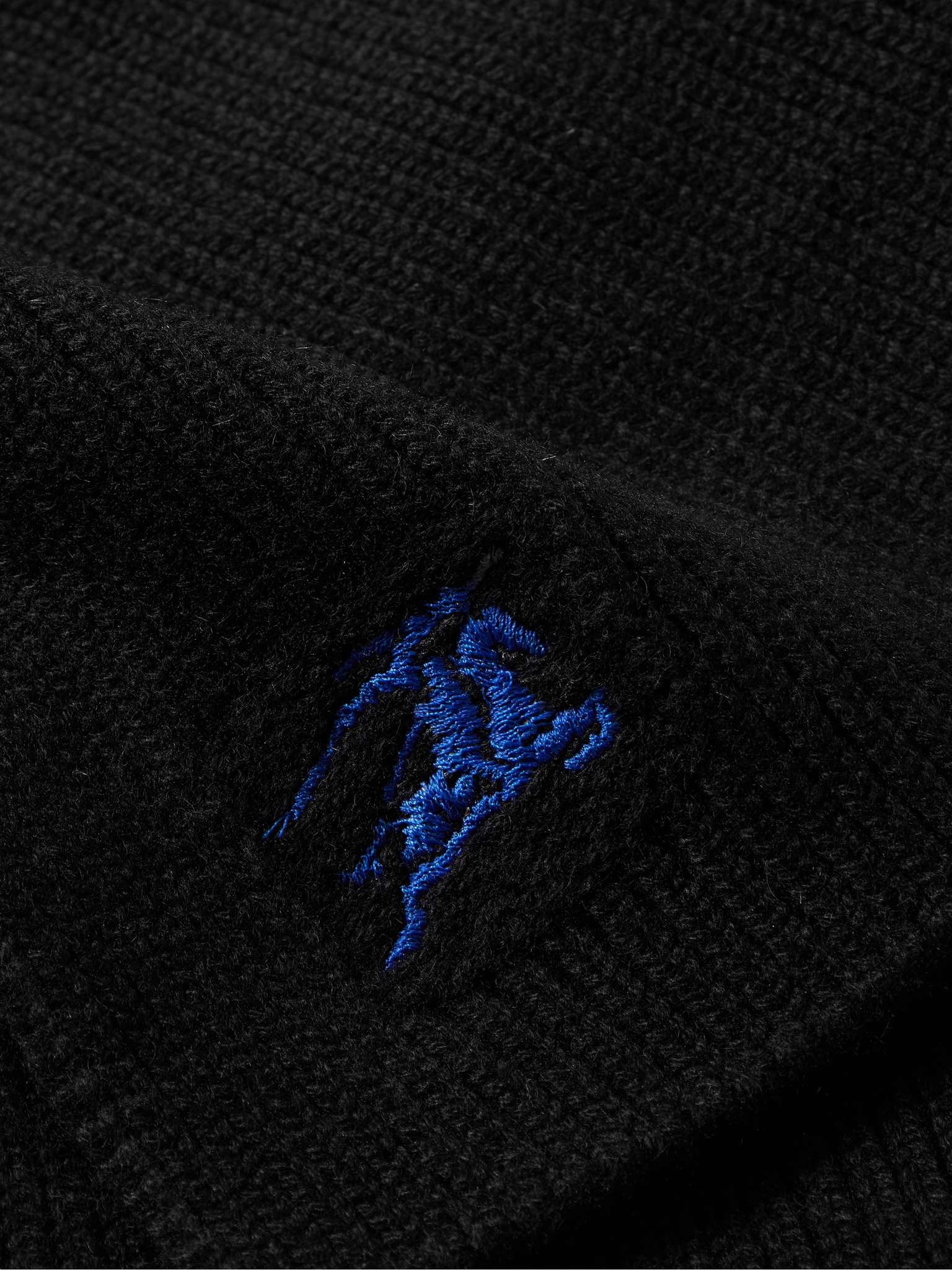 Logo-Embroidered Ribbed Cashmere Scarf - 3