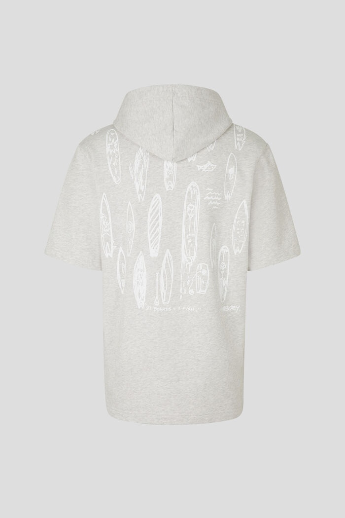 Henley Short-sleeved hoodie in Light gray/Orange - 5