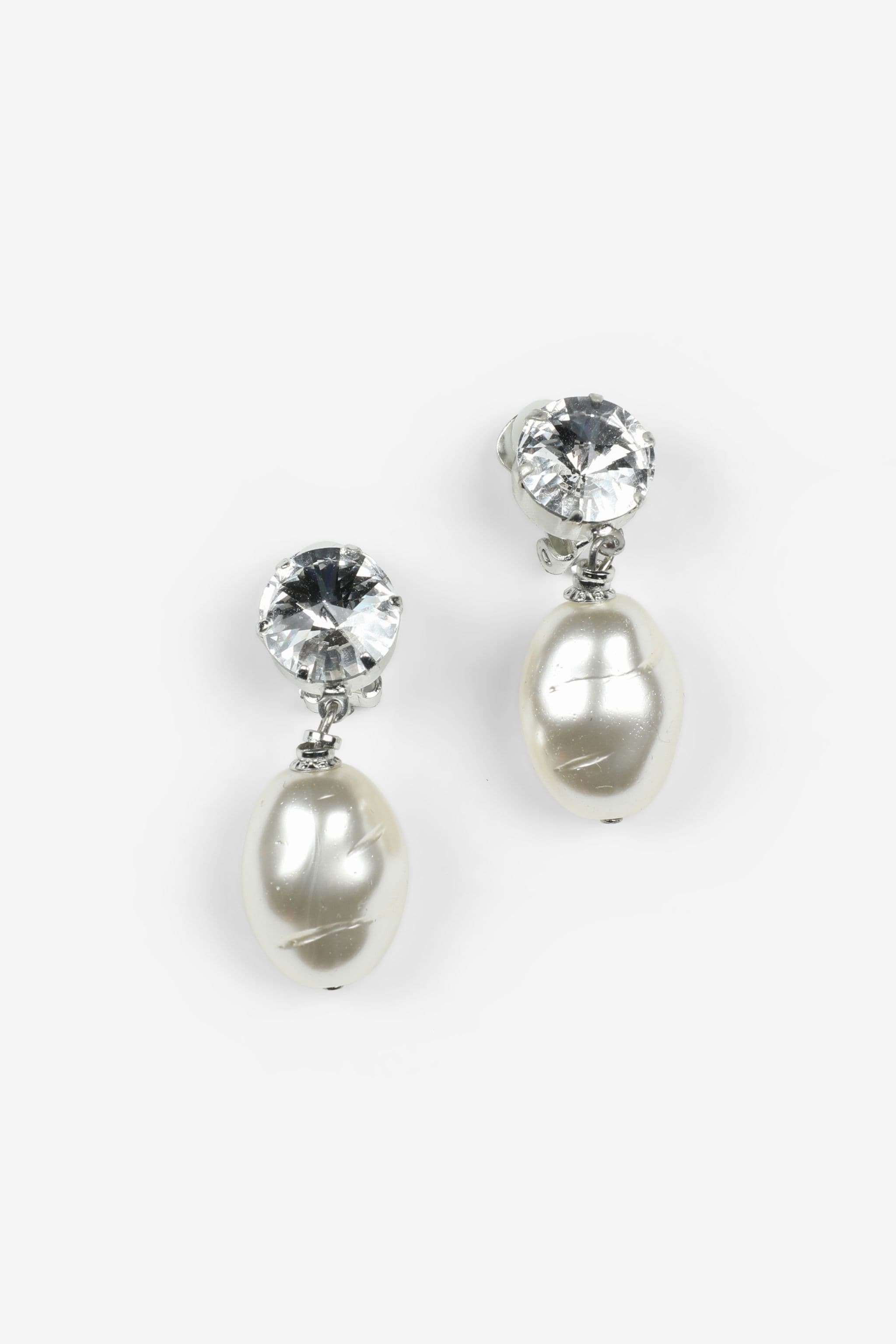 CRYSTAL-EMBELLISHED FAUX-PEARL EARRINGS - 1