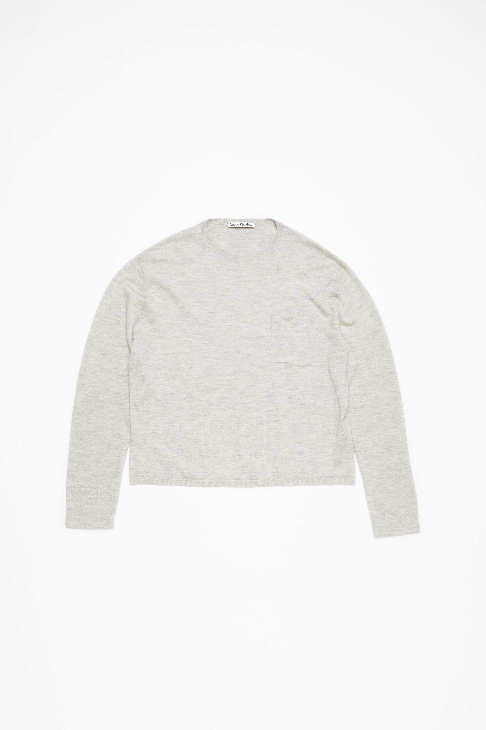 Crew neck jumper cashmere - Light Grey Melange - 6