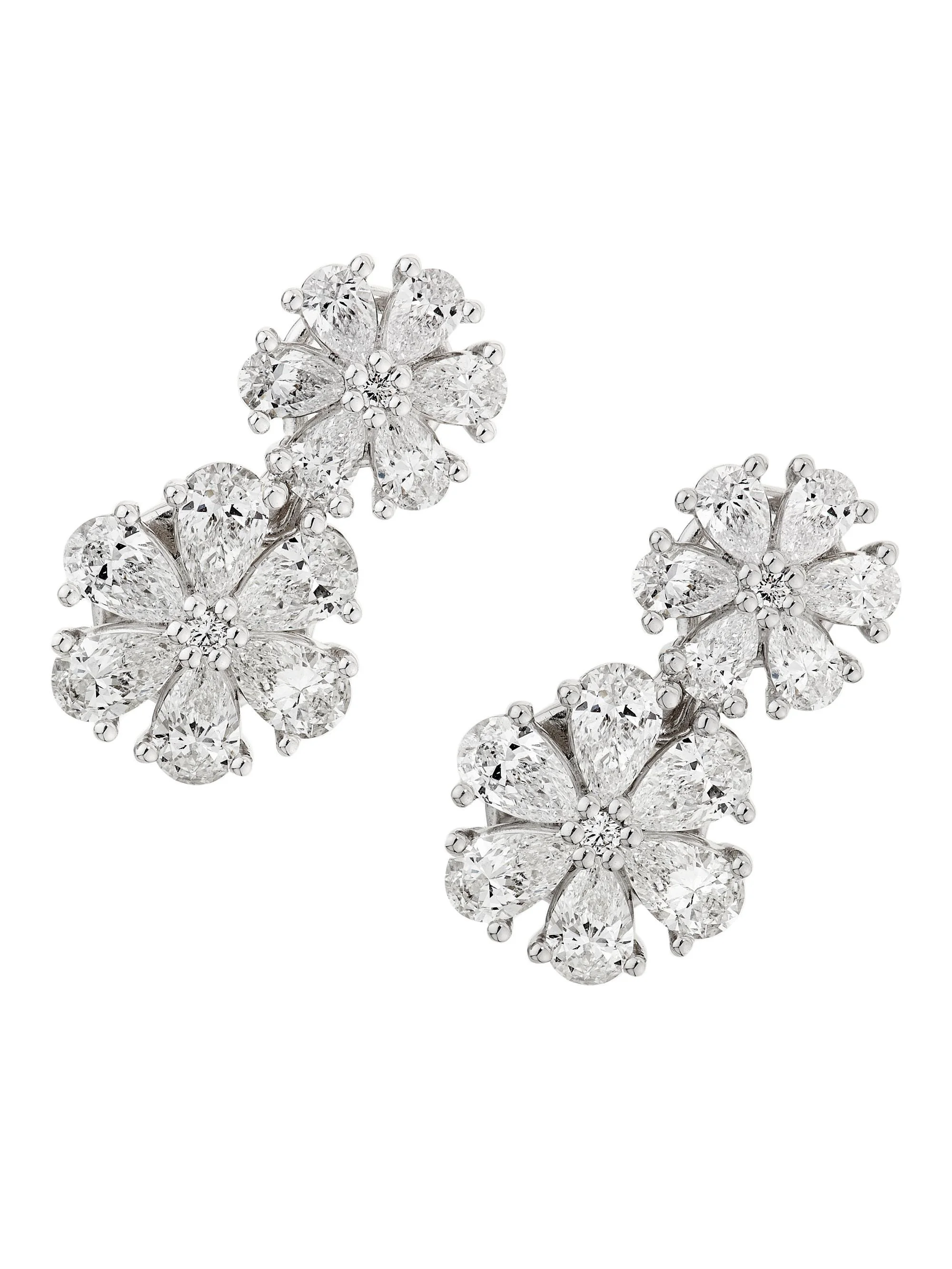 Women's L´Heure Du Diamant 18K White Gold & 2.47 TCW Diamond Double-Flower Earrings - White Gold - 1