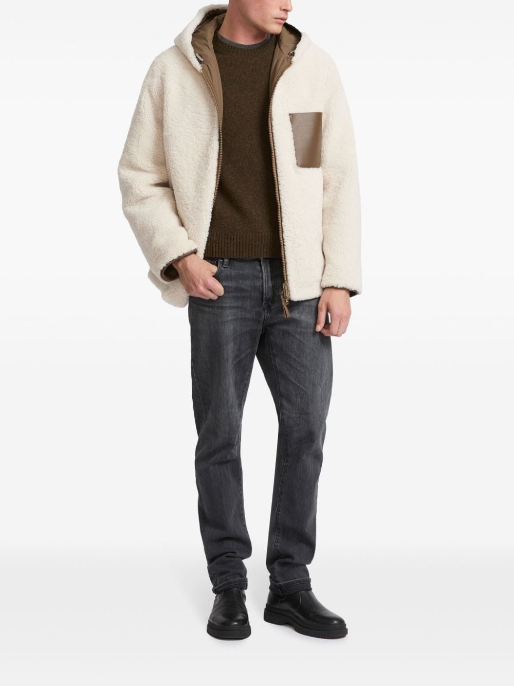 reversible shearling hooded jacket - 2