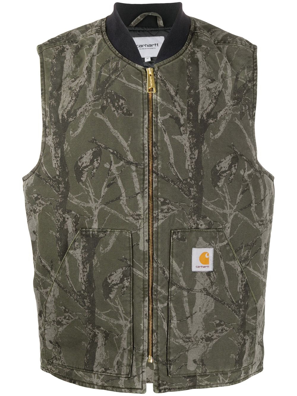 camouflage print zipped vest - 1