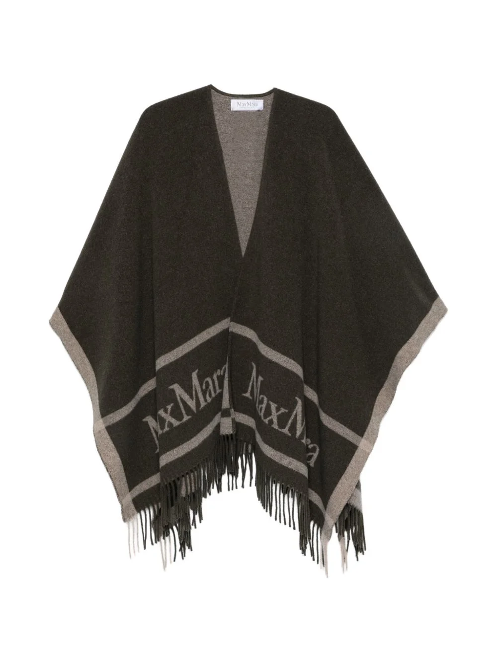 logo-print fringed poncho - 1