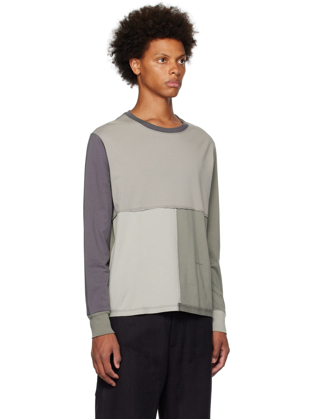 Gray Lapped Long Sleeve T-Shirt - 2