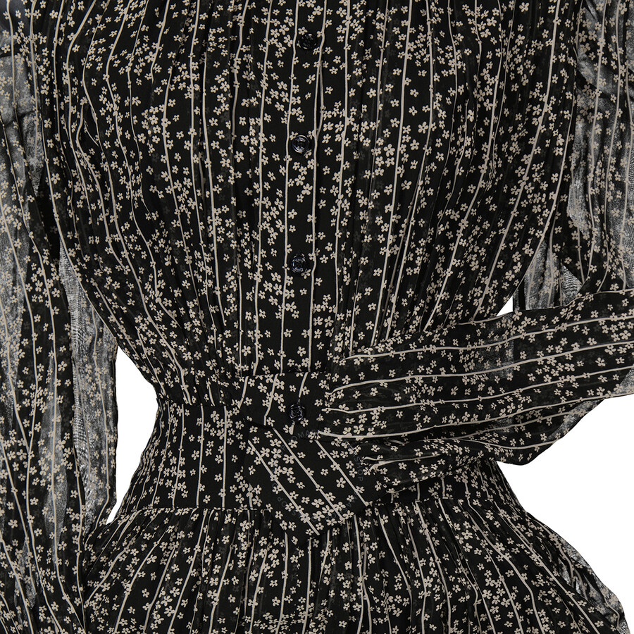 Chloe Ladies Black Tiered Dress With Print - 7