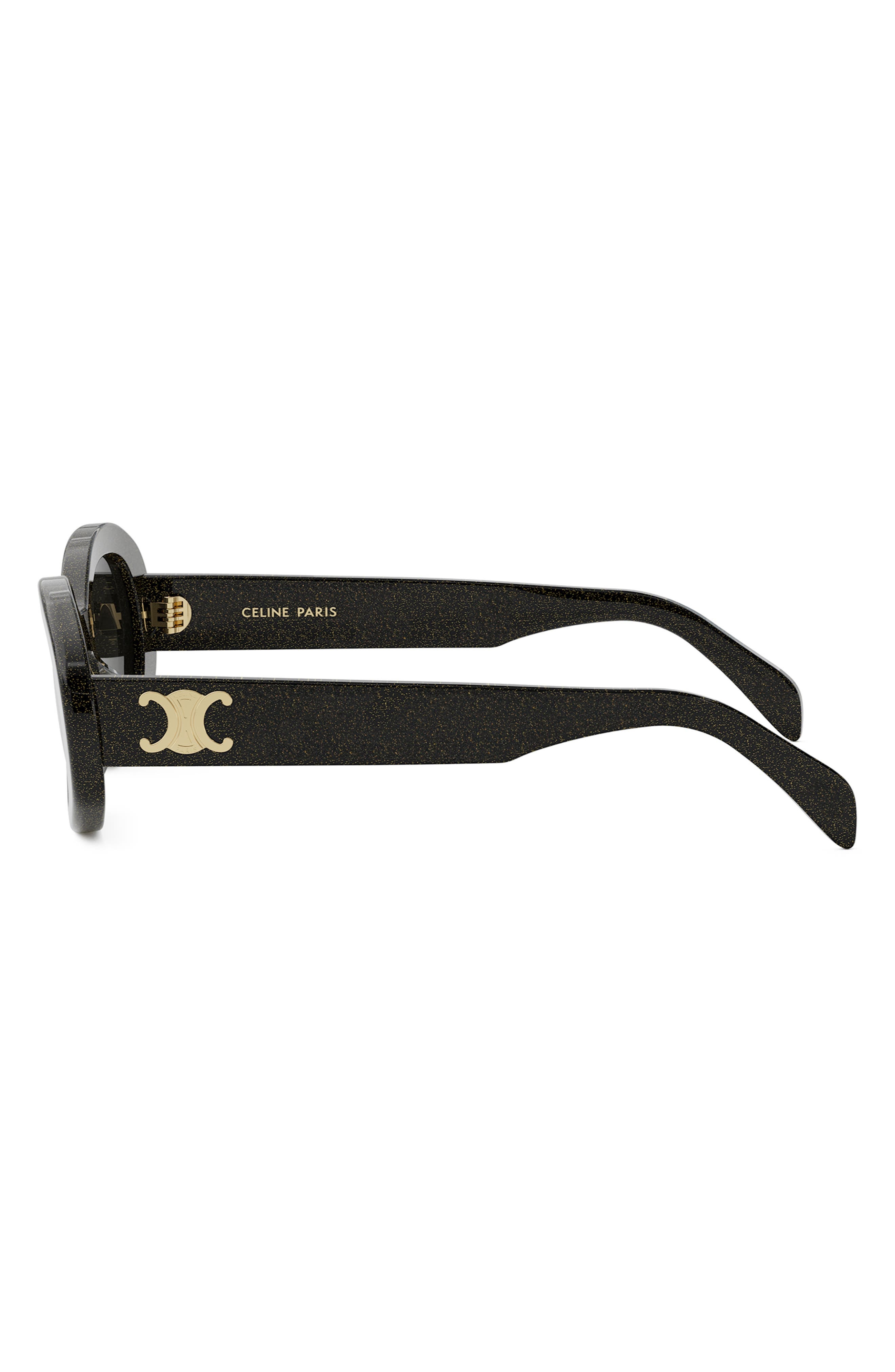 CELINE Triomphe 52mm Oval Sunglasses in Black/Crystal /Smoke at Nordstrom - 4