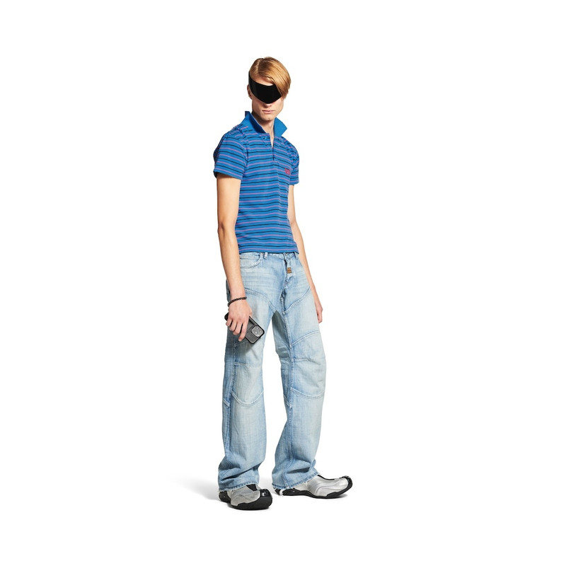 BALENCIAGA Laurel Classic Fitted Polo in Blue/pink/black outlook
