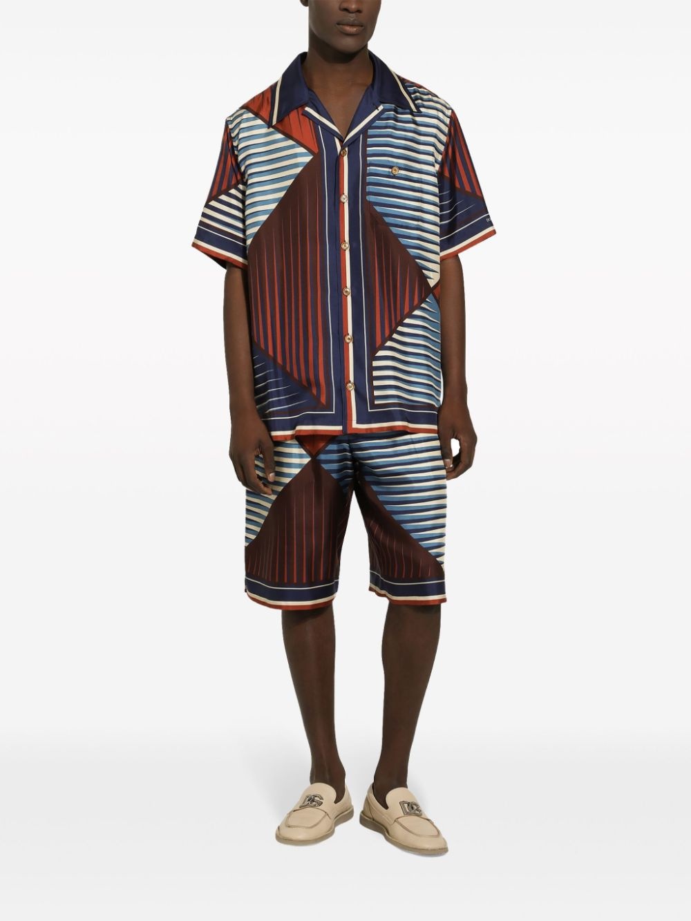 geometric-print silk shorts - 3