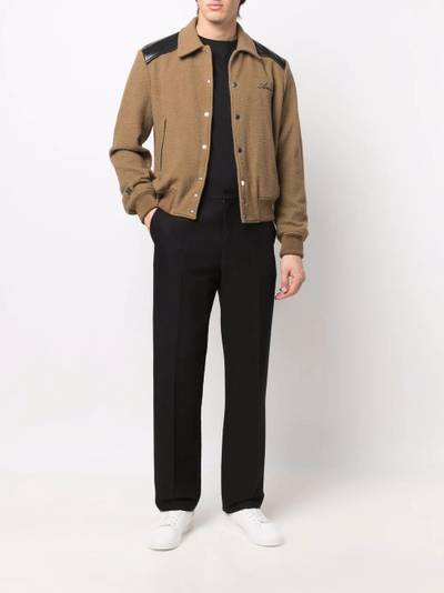 AMIRI leather-panelled wool bomber jacket outlook