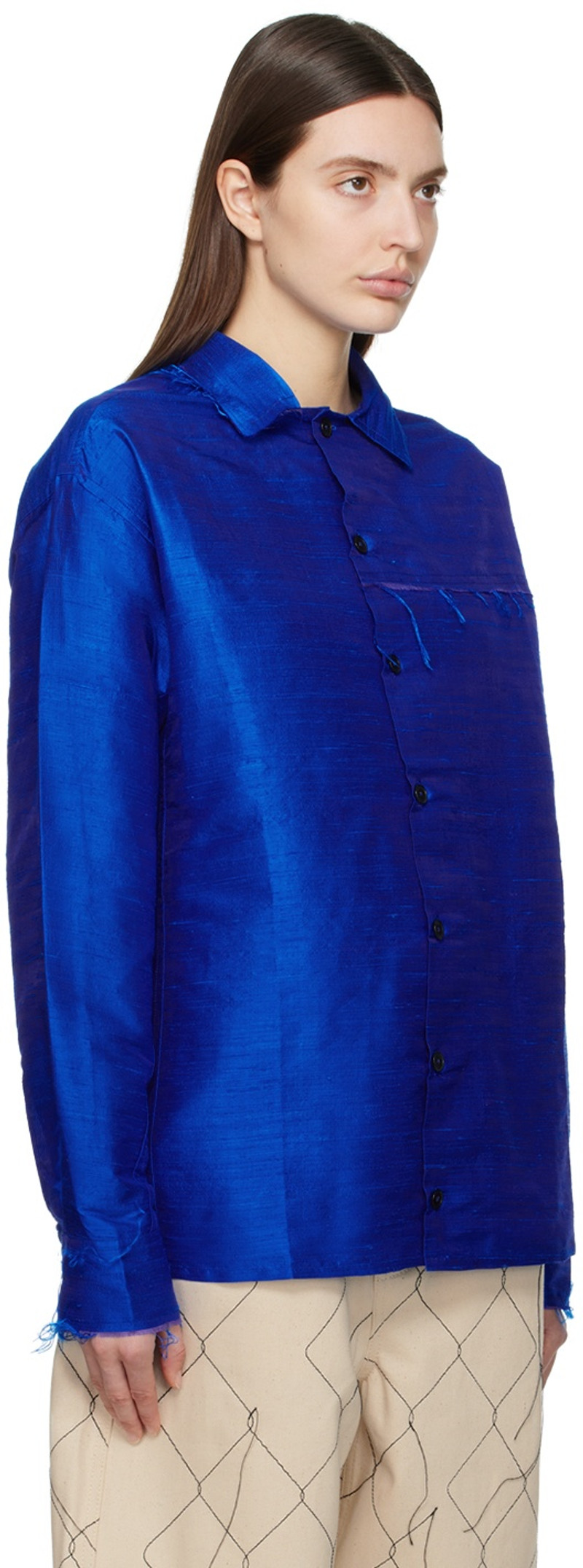 AIREI Blue Raw Edge Shirt outlook