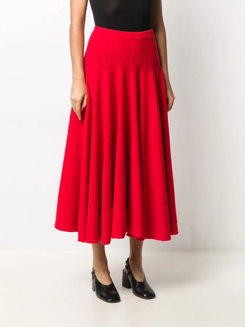 ribbed knit mid-length skirt - 3