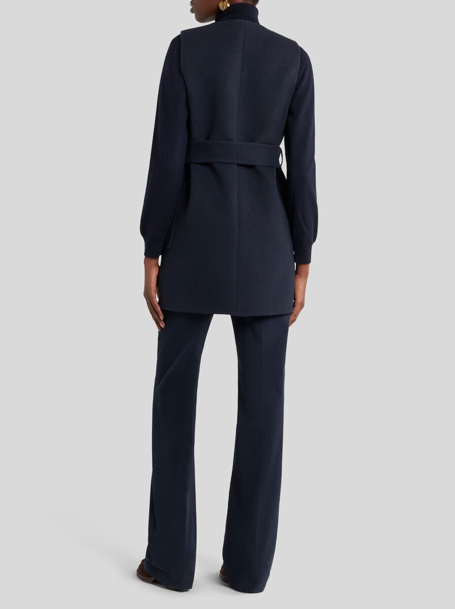 LONG WOOL AND CASHMERE JACQUARD WAISTCOAT - 4