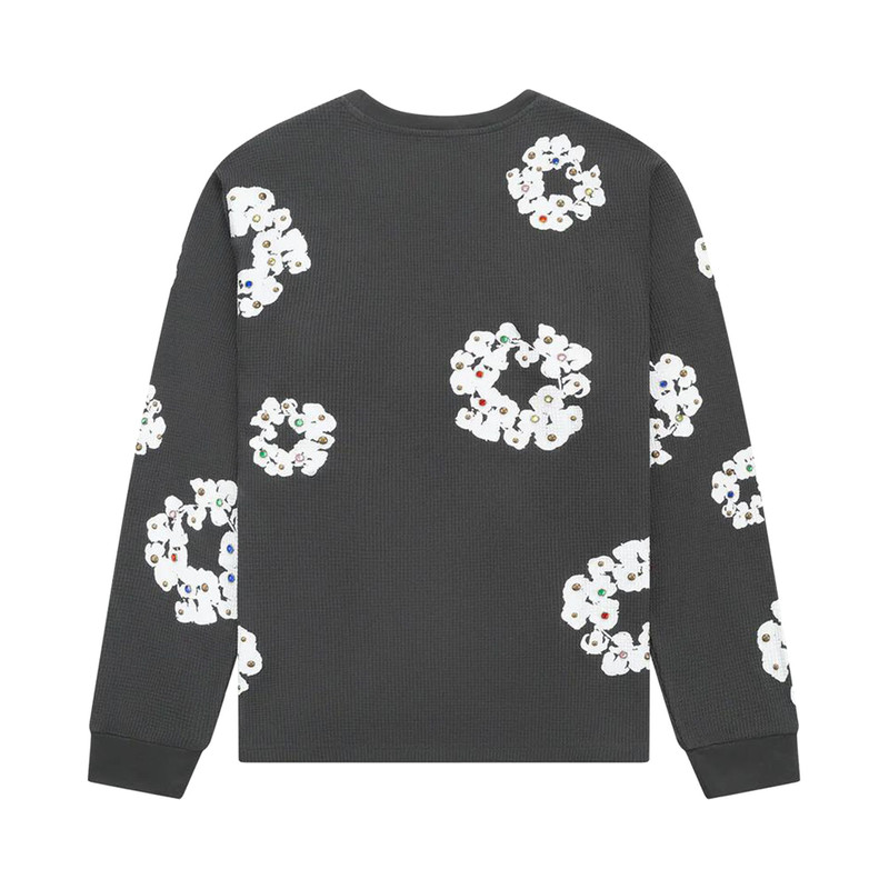 DENIM TEARS Denim Tears Rhinestone Wreath Thermal 'Vintage Black' outlook