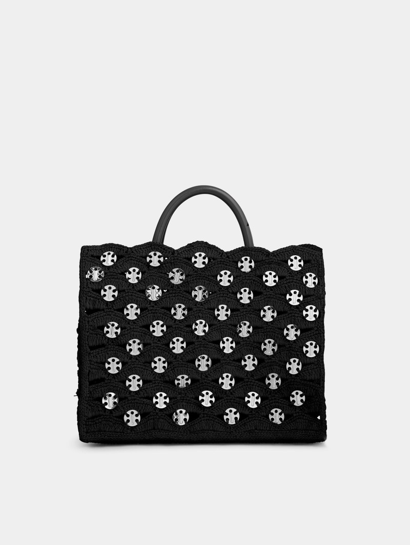 BLACK TOTE BAG IN RAFFIA 1