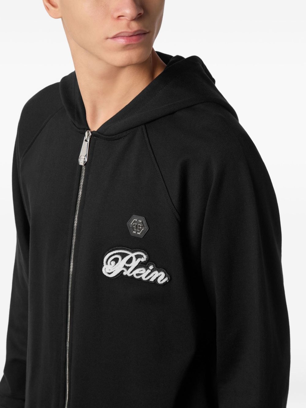 zip-up logo-patch hoodie - 5